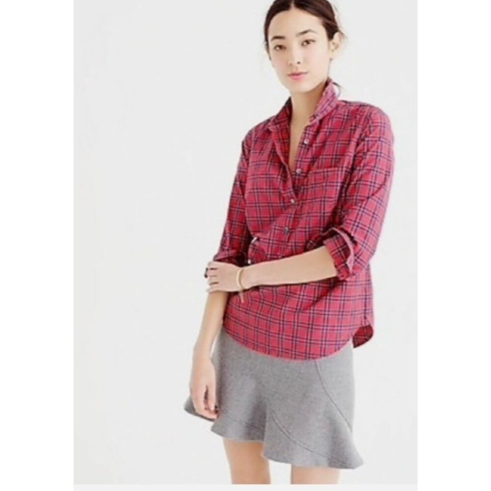 J. Crew Red Plaid Blouse